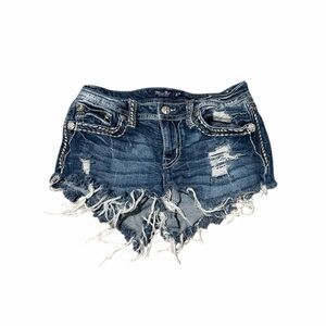 Miss Me Blue Distressed Jean Shorts
